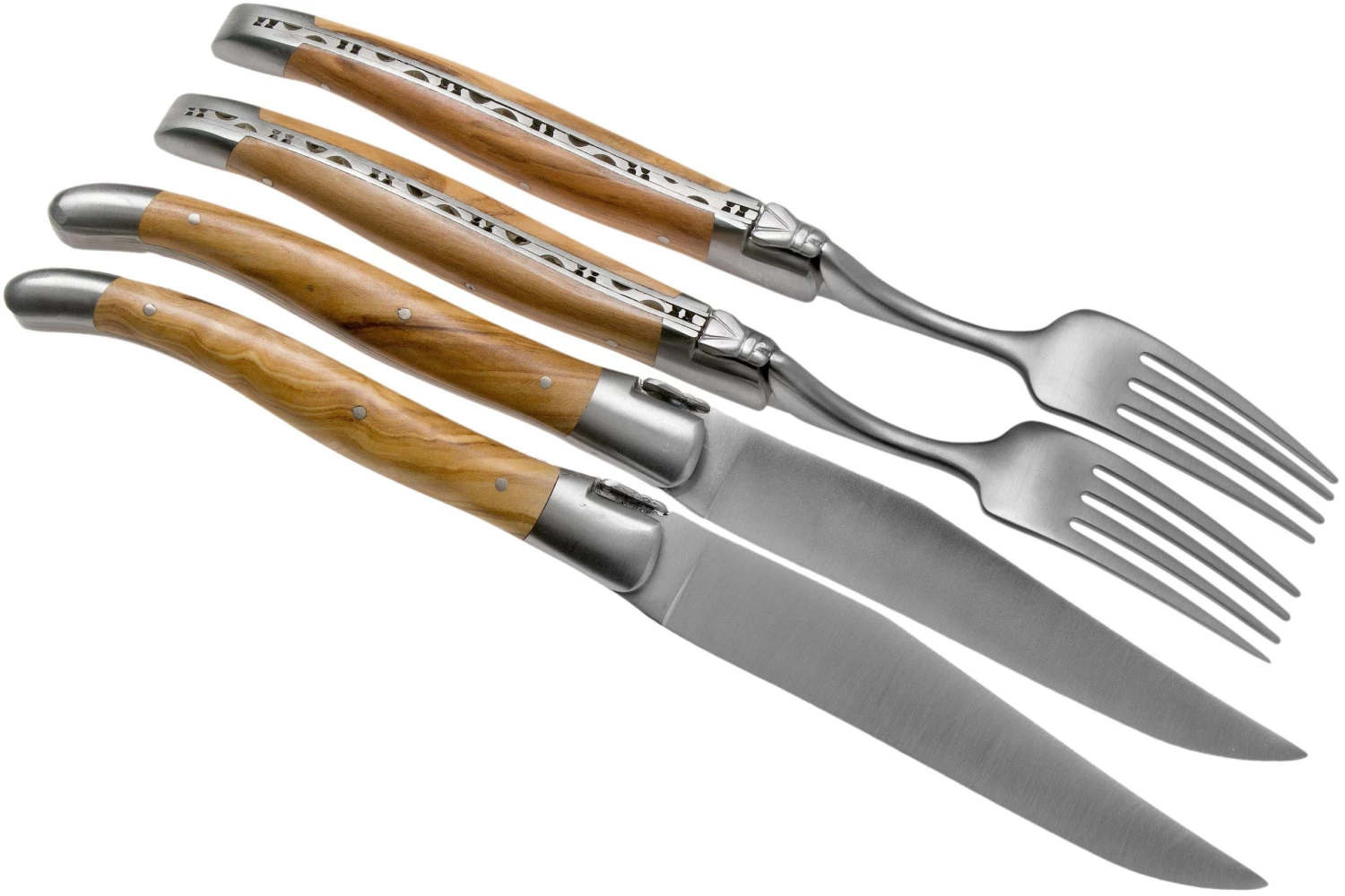 Laguiole En Aubrac CCF99OLIHL Juego De Cubiertos De 4 Piezas De Madera De Olivo - Imagen 3