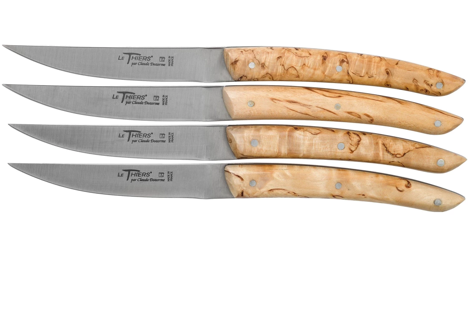 Claude Dozorme Le Thiers Juego De Cuchillos Para Carne 4-piezas, Madera De Abedul Negra