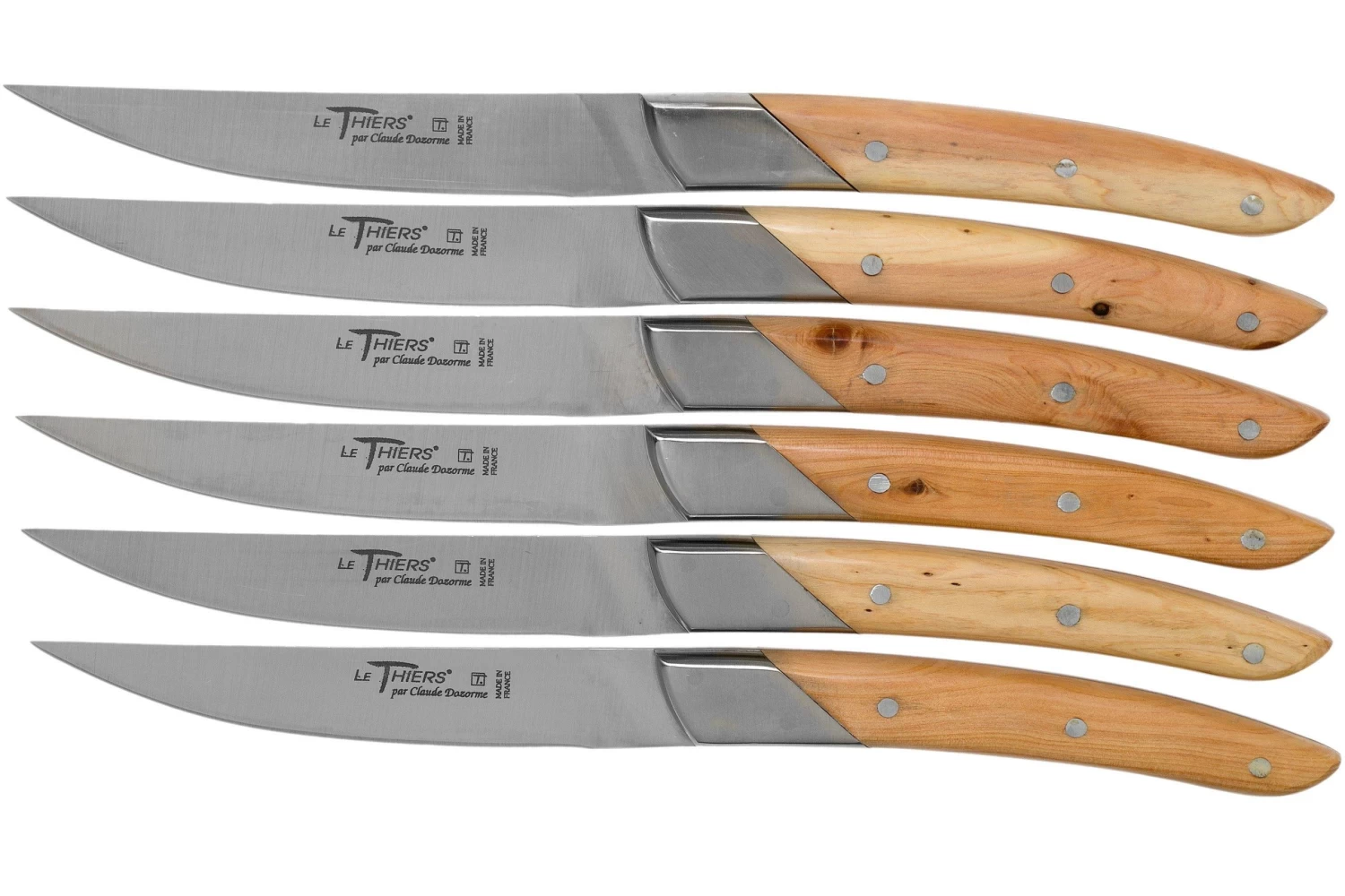 Claude Dozorme Le Thiers Art Deco Juego De Cuchillos Para Carne 6-piezas, Enebro