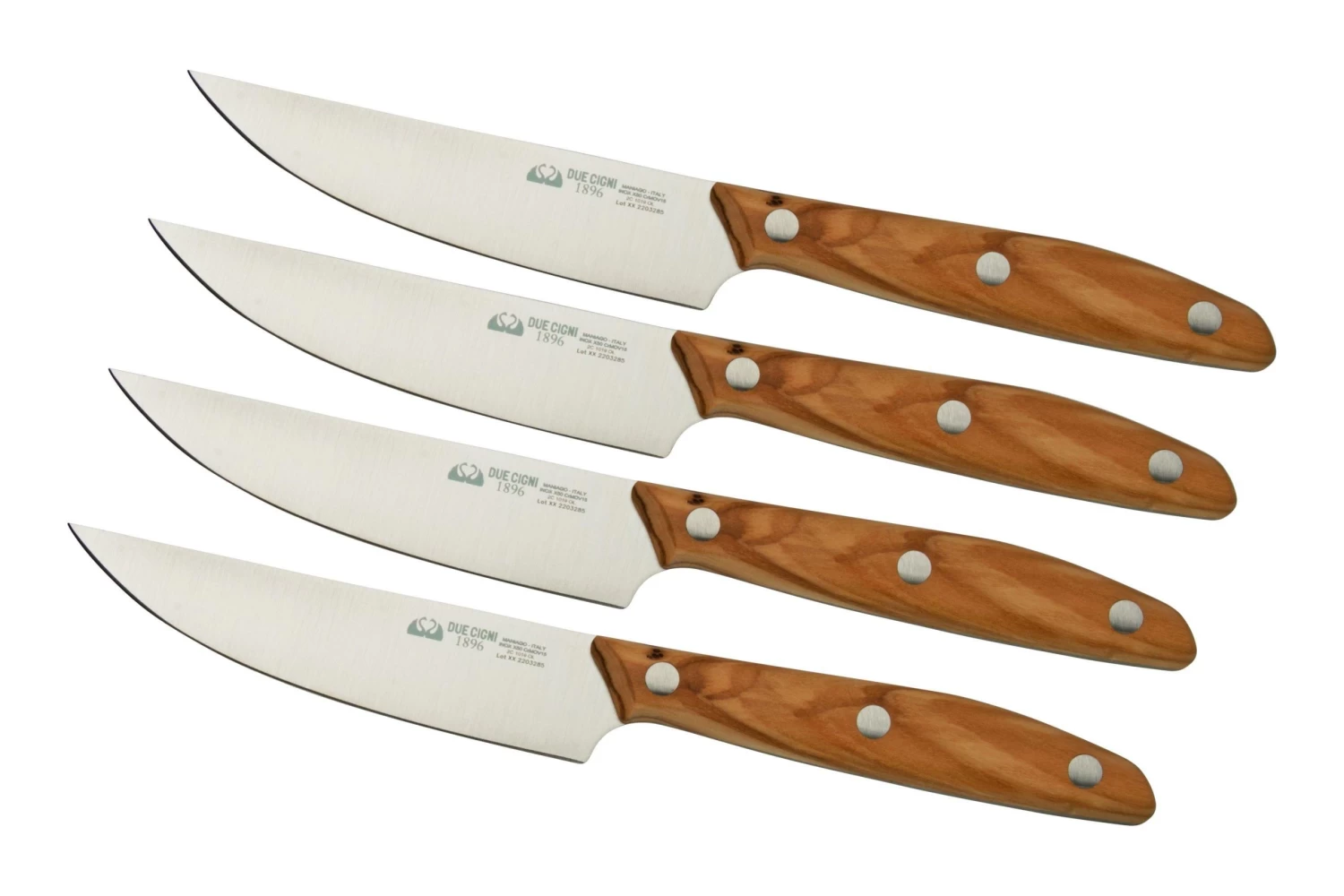 Due Cigni 1896 America DG2C1019OLSET4, Juego De Cuchillos Para Carne De 4 Piezas, Madera De Olivo