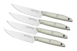 Due Cigni 1896 America 2C1019WSET4, Juego De Cuchillos Para Carne De 4 Piezas, Blanco