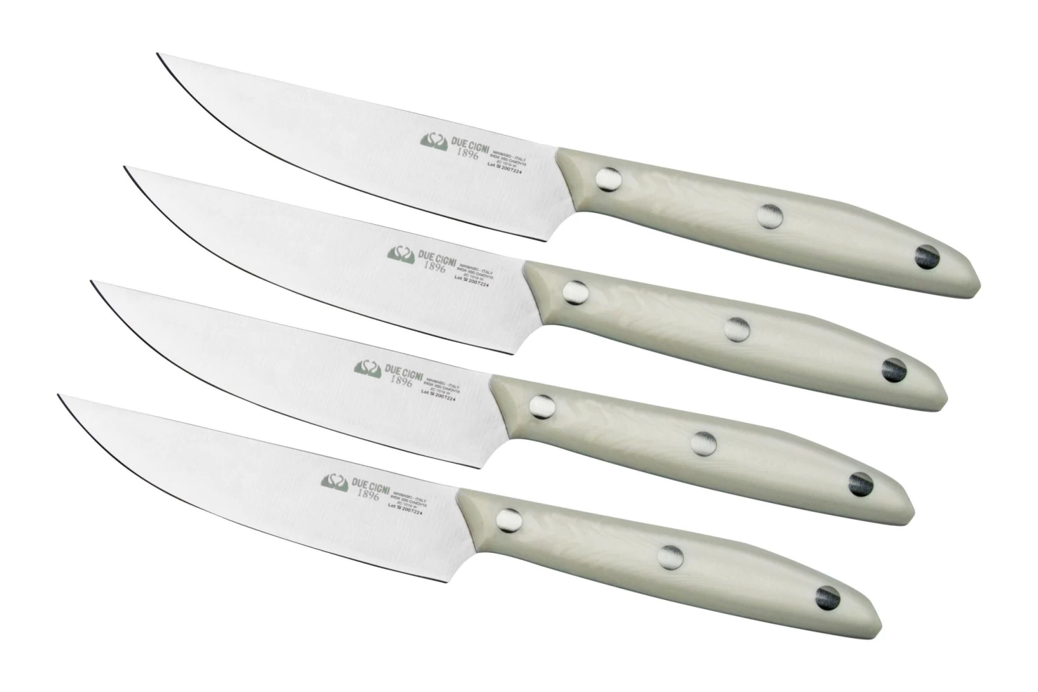 Due Cigni 1896 America 2C1019WSET4, Juego De Cuchillos Para Carne De 4 Piezas, Blanco