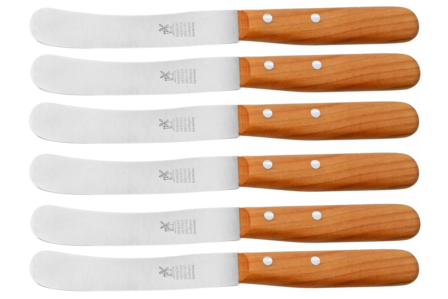 Robert Herder Buckels 9554200202 Acero Inoxidable, Madera De Cerezo, Juego De Cuchillos De Desayuno De 6 Piezas