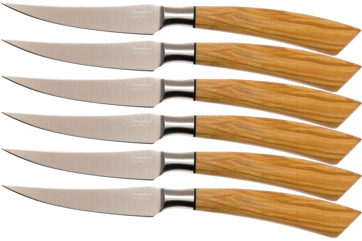 Saladini 6-delige Juego De Cuchillos Para Carne 23 Cm, Madera De Olivo