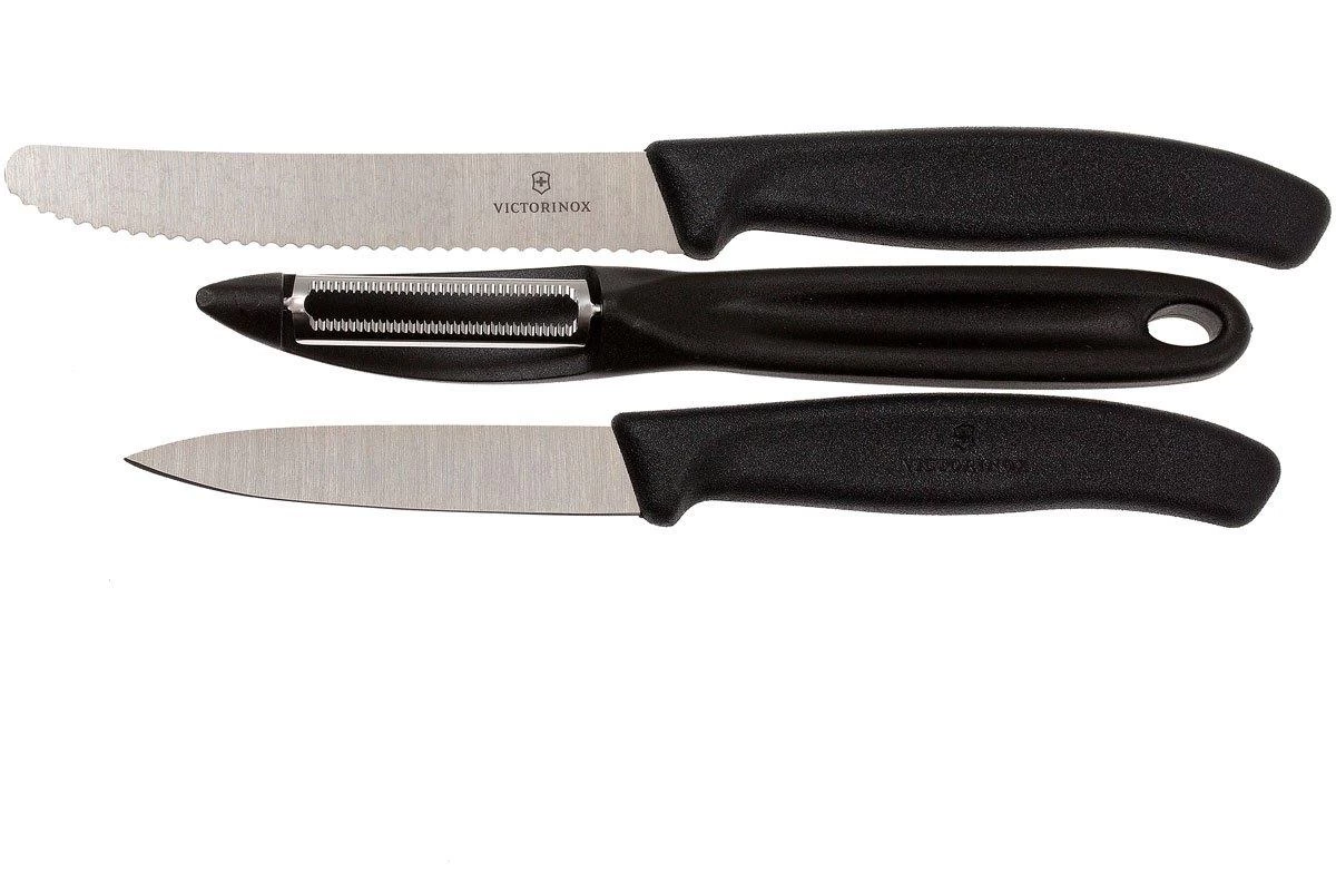 Victorinox SwissClassic Cuchillo De Verduras Negro, Set De 3, 6.7113.31