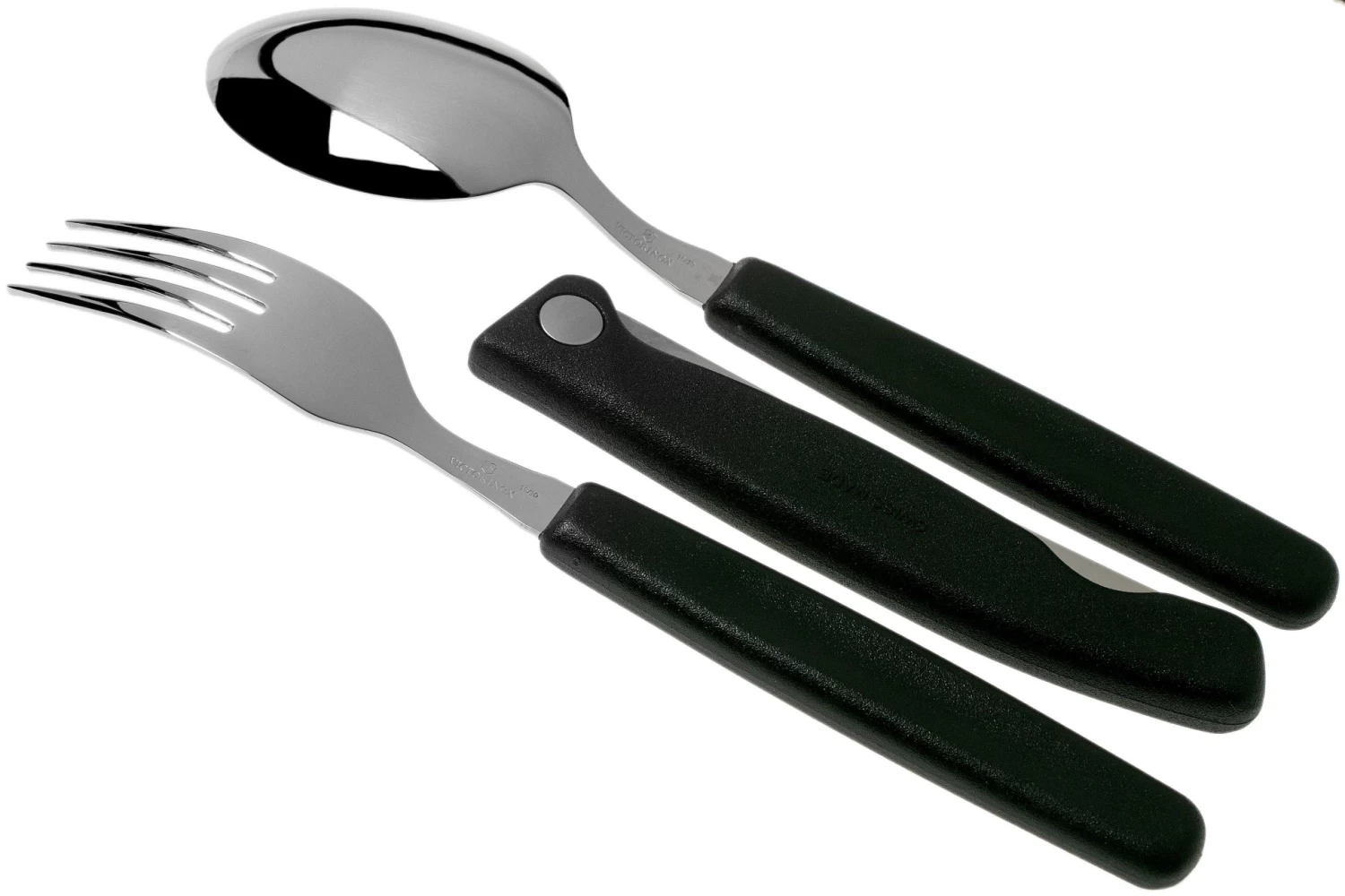 Victorinox Swiss Classic Juego De Cubiertos De 3-piezas Negro Con Cuchillo Plegable - Imagen 2