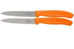 Victorinox SwissClassic Dentado/liso Cuchillo De Verduras Naranja 10 Cm, Set De 2 VT6-7796-L9B