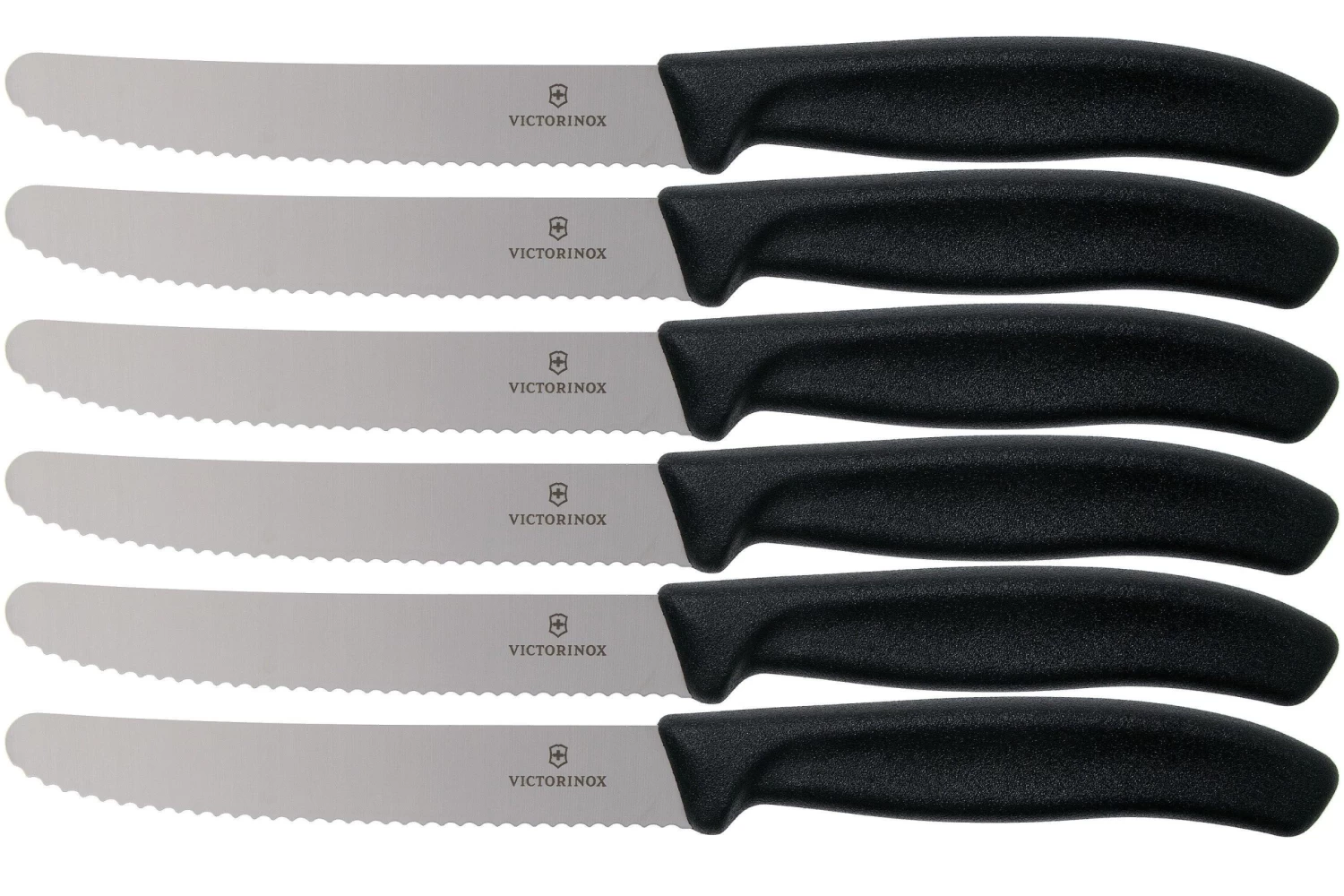 Victorinox SwissClassic 6.7833.6, Juego De Cuchillos Para Tomate De 6 Piezas, Negro