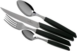 Victorinox Swiss Modern 6.9093.12W.24, Set De Cubiertos De 24 Piezas Con Cuchillo Para Carne, Negro