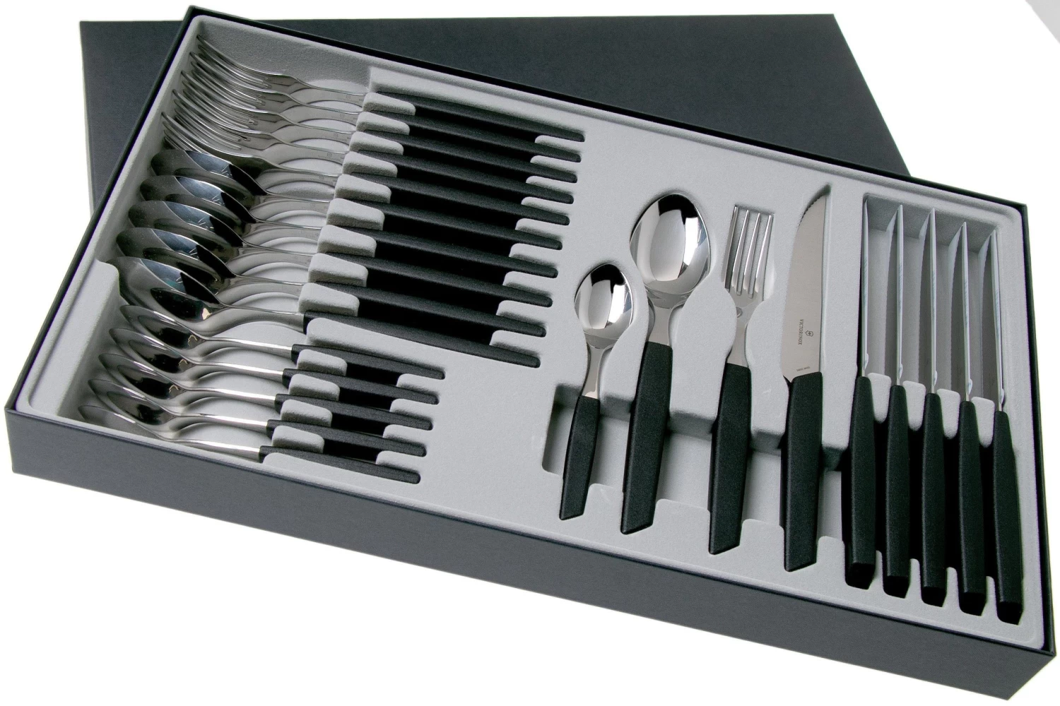 Victorinox Swiss Modern 6.9093.12W.24, Set De Cubiertos De 24 Piezas Con Cuchillo Para Carne, Negro - Imagen 2