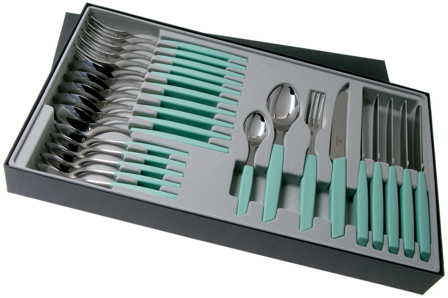 Victorinox Swiss Modern 6.9096.11W41.24, Set De Cubiertos De 24 Piezas Con Cuchillo De Tomate, Verde - Imagen 2