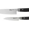 Yaxell Ran 36056, Juego De Cuchillos De 3 Piezas Santoku 16,5 Cm, Cuchillo Multiusos 12 Cm Y Afilador De Cuchillos