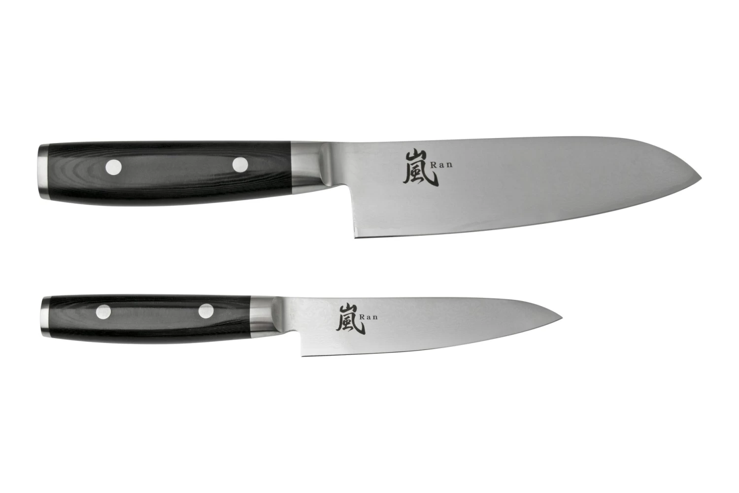 Yaxell Ran 36056, Juego De Cuchillos De 3 Piezas Santoku 16,5 Cm, Cuchillo Multiusos 12 Cm Y Afilador De Cuchillos - Imagen 2