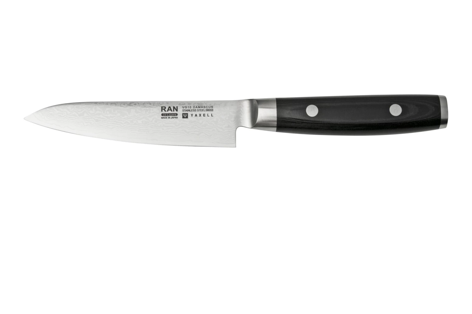 Yaxell Ran 36056, Juego De Cuchillos De 3 Piezas Santoku 16,5 Cm, Cuchillo Multiusos 12 Cm Y Afilador De Cuchillos - Imagen 3
