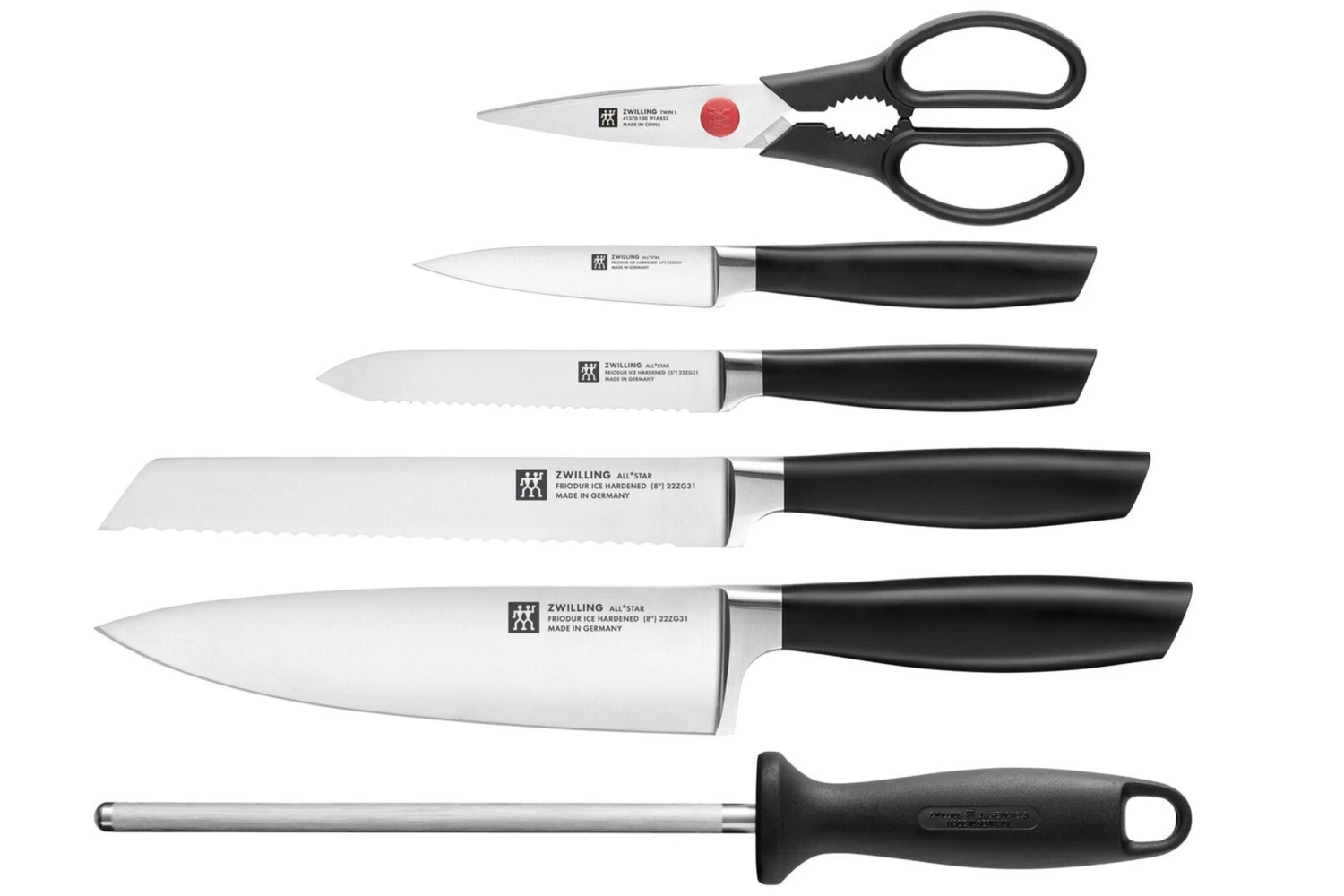 Zwilling All Star 1022596, Juego De 7 Cuchillos Con Bloque, Negro - Imagen 2